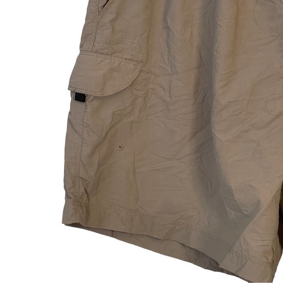 The North Face Tan Beige Flat Front Mesh Lined Nylon Hiking Activewear Shorts - Picture 2 of 13
